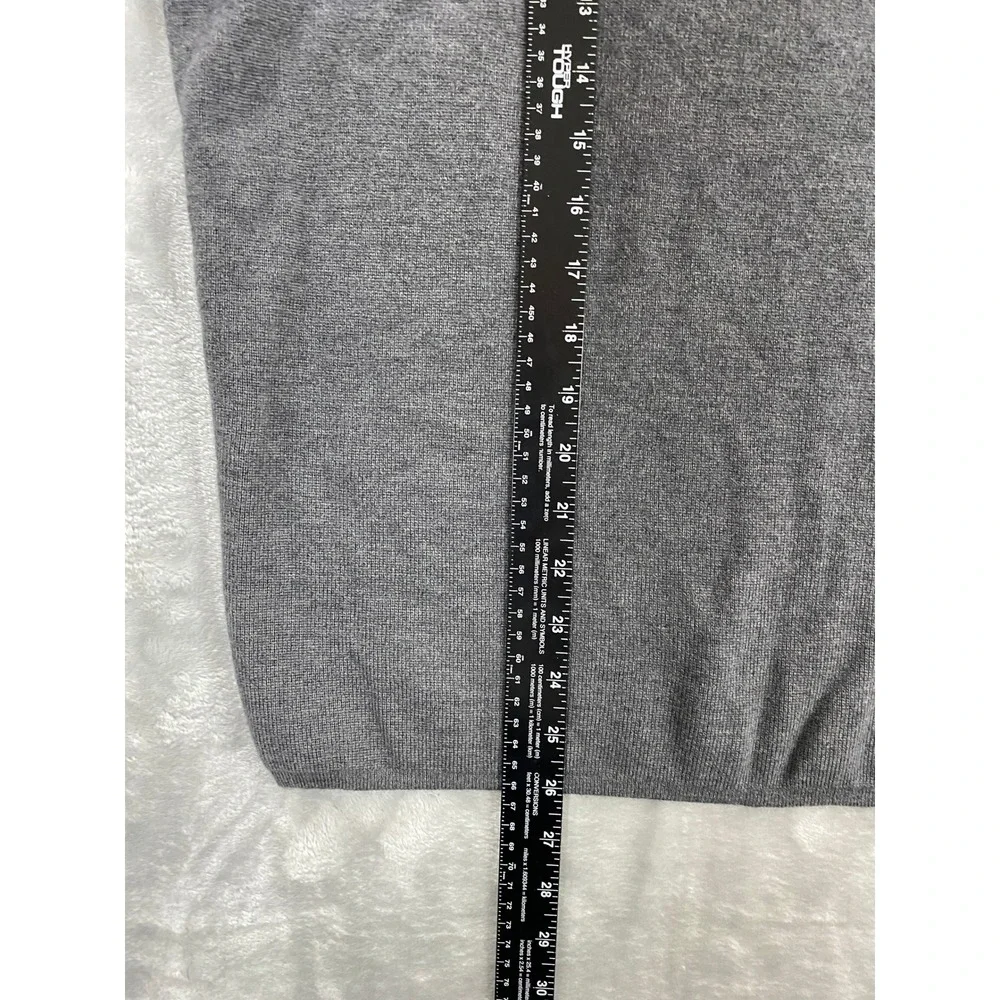 Boss Hugo Boss Quarter Zip Sweater Mens XL Gray Vintage 100% Virgin Wool Ribbed